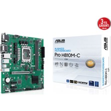 ASUS PRO H810M-C-CSM Intel H810 LGA1851 DDR5 6400 DP HDMI, Analog DVI Çift M2 USB3.2 COM mATX