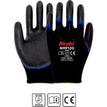 Beybi NMF120 10 bEDEN 12Lİ Mikro Köpük 1-2 Nitril Kaplı Polyester Örgü Eldiven