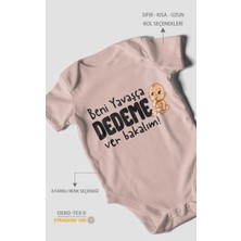 Morivo Kids Beni Yavaşça Dedeme Ver Bakalım Kısa Kollu Bebek Body %100 Pamuk