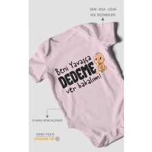 Morivo Kids Beni Yavaşça Dedeme Ver Bakalım Kısa Kollu Bebek Body %100 Pamuk