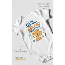 Morivo Kids Aslan Dedemin Aslan Torunuyum Kısa Kollu Bebek Body %100 Pamuk