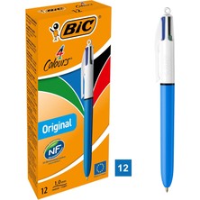Bıc 4 Colours Medium Tükenmez Kalem, 12'li Kutu, 1.0mm Uç, Tek Kalemde Mavi, Kırmızı, Yeşil ve Siyah Renkler