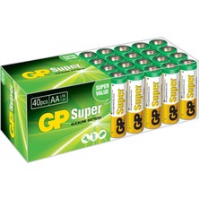 GP Super Alkalin 40'lı AA Boy Kalem Pil 1,5 V Tek Kullanımlık Alkalin Pil Kimyası GP15A-2VS40