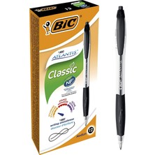Bıc Atlantis Classic Basmalı Tükenmez Kalem (0,32 Mm, Kutuda 12 Adet) Siyah