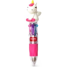 Legami - Mini Tükenmez Kalem, 4 Renk, Mini Magic Rainbow, 2,3 x 10 Cm, Mürekkep 4 Renk, Yeşil, Açık Mavi, Mor, Pembe, Uç 1 Mm, Ergonomik Silikon Sap