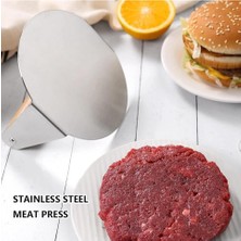 Yuvarlak Smash Burger Presi,12 Cm,3 mm 304 Paslanmaz Çelik Burger Presi, Ahşap Saplı
