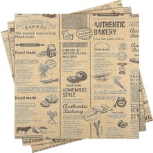 Promosyonca Vintage Gazete Desenli Yağlı Kağıt, Mutfak Sunum Kağıdı, 50 Veya 100 Adet Seçeneği (100)