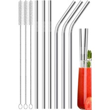 Orret Home 6'li Krom Paslanmaz Metal Pipet Seti – 3 Adet Pipet Temizleme Fırçası Hediyeli, Çevre Dostu Metal Pipet, Dayanıklı Paslanmaz Çelik Pipet, Uzun &amp; Kısa Içecek Pipeti Seti (6 Lı Set)
