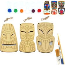 Art Inside Afrika Maskesi Temalı Ahşap Boyama Tuval Seti Hediye Hobi Kiti 18,5-19,5 cm
