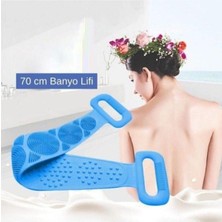 Banyo Lifi Çift Taraflı Banyo Sırt Kesesi Silikon Duş Lifi Fırçası 70 cm Çok Renkli