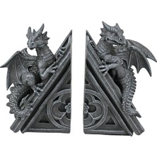 Gotik Kale Ejderhası Şeklinde Kitap Desteği, Ölçüler: 12,5 x 4 x 20,5 cm