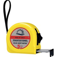 Çelik Şerit Metre, 5 Metre, 25 mm Genişlik, Otomatik Kilitli, Askılı, Dayanıklı Gövde, Otomatik Geri Sarma, Profesyonel Ölçüm Aleti