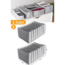 2 Adet - 11 Gözlü Antrasit Çekmece Içi Düzenleyici Organizer – Large