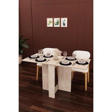 Asra Trend Sidon Desen Km-32 Ultra Ince Katlanır Masa 133X60 cm 17 cm Kapalı Genişlik 6 Kişilik Yer Tasarrufu Sağlayan Yemek ve Çalışma MASASI%100 Mdflam