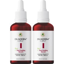 Kırmızı Peeling Serum, Aha%10 + Bha%2 + E Vitamini%1, Akne Karşıtı ve Onarıcı, 30 ml (2 Paketi)