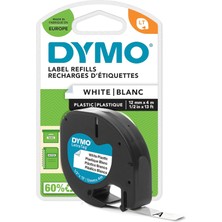 Letratag Plastik Şerit (12 mm x 4 Mt), Beyaz (59422)
