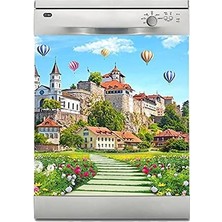 Bulaşık Makinesi Sticker Kaplama Beyaz Eşya Kaplama Bahçeli Saray Balon