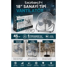 Botech 3 Pervaneli 130W Sanayi Tipi Vantilatör