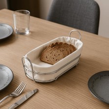 ® Tel Ekmek Sepeti Iç Bezli – Çıkarılabilir ve Yıkanabilir Bezli Ekmeklik – Cırtlı Bez Tasarım – Masa ve Mutfak Için Şık Ekmek Sepeti – 35X15X9 cm (Krem)