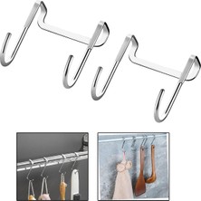 Paslanmaz Çelik Metal Banyo Duşakabin Mutfak Vb Alanlar Için Askılık M Model -AL4838 2 Adet (Gümüş)
