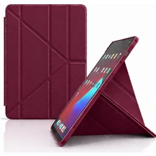 iPad Air 11 M2 Için Kılıf A2902 11 Inç (2024) Kalem Koyma Bölmeli, Stand Olan, Uyku Modlu Silikon Arka Yüzey Suni Deri, Ergonomik Yapılı, Attractive Smart Cover Mürdüm
