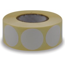 Kuşe Etiket 30MM Çap Ruloda 1000 Adet 40MM Kuka Çapında Baskısız Nokta Etiketi