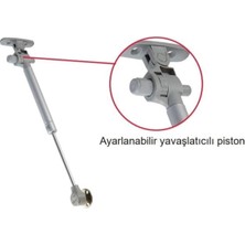 Megavitrin Frenli Yavaş Kapanan Gazlı Amortisör Piston 100 N Gri 27 cm / Mutfak Dolabı Kapak Amortisörü Vidalı Gri Tek Ebat
