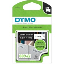 Dymo S0718060, Yüksek Performans Kalıcı Polyester (12 mm x 5,5 Mt), Siyah/beyaz (16959)