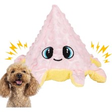 Proud Wave Ahtapot Köpek Oyuncağı Peluş Zilli Vikvikli Çift Taraflı Çekiştirme Oyuncağı (Pembe-Sarı)