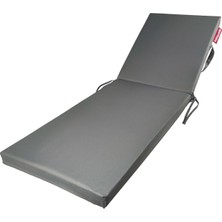 Xpermate Fermuarlı Şezlong Minderi Su Geçirmez Kumaş Katlanır Kamp Minderi Yıkanabilir Kılıf Gri 60X180X5