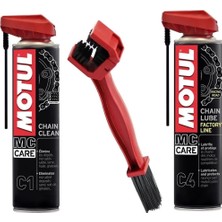 Motul C1 Chain Clean + C4 Chain Lube Factory Line 2 x 400 ml + Fırçalı Yağlama Seti