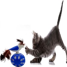 Tineke Tekerlekli Hacıyatmaz Kuş Kedi Oyuncağı 1 Adet (Mavi)