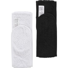 Stellabelli Saç Bandı / 2li Set / HAVLU%100 Pamuk / Ter Sporcu Makyaj Bandana, Cırt Bant Biyeli / Siyah &amp; Beyaz