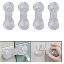 Microcase Plastik Kendinden Yapışkanlı Bebek Eşya Pencere Dolap Kapı Çekmece Kilidi -AL4540 4 Adet (Şeffaf)