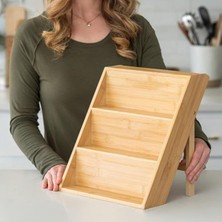 Deconox Bambu 3 Katlı Katlanabilir Baharat Standı / Çekmece Içi Kullanıma Uygun Baharatlar Için Organizer (Kavonozlar ve Aksesuarlar Dahil Değildir)