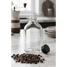 5 Adet Kapaklı Cold Brew Şişesi – 200 ml Yassı Cam, Soğuk Kahve, Detoks, Sos ve Yağdanlık Şişesi