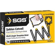 Sgs Çok Açılı Şablon Cetveli, 6 Açılı Katlanır Alüminyum Gövde, Ayarlanabilir Pozisyon Cetveli, Model SGS975