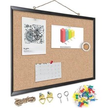 Mantar Pano Mdf Çerçeve 45X60 cm 1 Adet Harita Çivisi Hediyeli Duvara Monte Mantar Çerçeve Evde Okulda Büroda Ofiste
