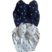 Masalbaby Kız Bebek Saç Bonesi Seti/yeni Doğan Bebek Hediyelik (Laciver Kalpli, Beyaz Kalpli)