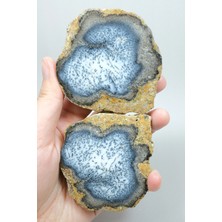 Healcrystal Merlinite (Dendritik Opal) - Mavi ve Beyaz Dendritik Opal Çift