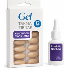 Vıvaluxe Gel Takma Tırnak Seti 12 Adet Kendinden Yapışkanlı Press-On Nails, Doğal Görünüm, Dayanıklı ve Kolay Uygulama, Evde Profesyonel Manikür, Brush On Nail Glue Yapıştırıcı Dahil