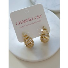 Charmlucky Çelik Taşlı Damla Küpe