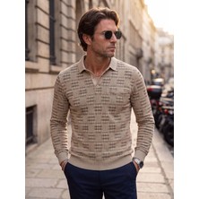 Erkek Polo Yaka Sweat Desenli Cepli Klasik Kalıp - 5231F