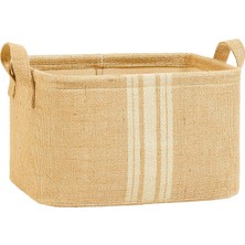 Ocean Home Textile Çizgili Jüt Sepet 30 x 21 x 18 cm