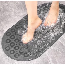 Yunhan Masajlı Kaydırmaz Banyo Paspası (Siyah, Gri, Oval)