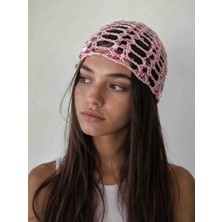 Elaraknits Handmade Pembe Pullu Yazlık Bere