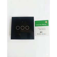 Switch Tuya Akıllı Yaşam Uygulaması 3'lü Wifi Anahtar Dokunmatik Işık Kontrolü Siyah