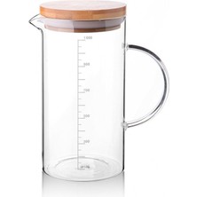 Borosilikat Cam Bambu Kapaklı Ölçü Kabı 1000ML