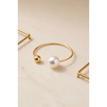 Rmy Moda Kadın Gold Inci Detaylı Minimalist Bileklik