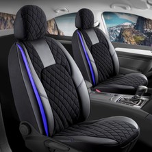 Startcar Toyota Yaris 2011-2014 Yarı Deri Oto Koltuk Kılıfı Ön Arka Set Chester Serisi Siyah Mavi Scr